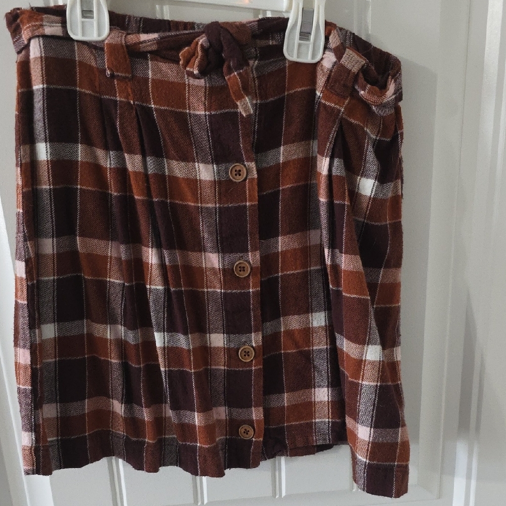 Plaid Brown Button-Up Skirt